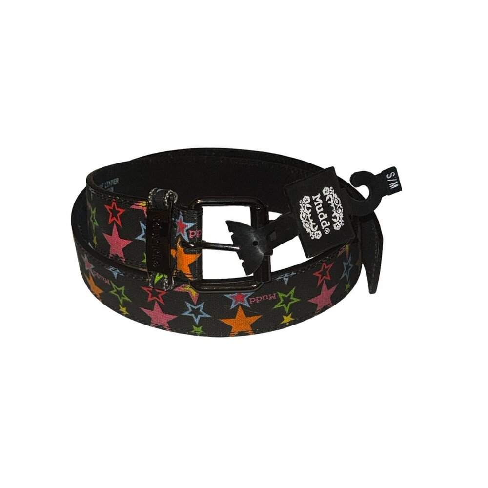 Mudd Genuine Leather Black with Stars Belt